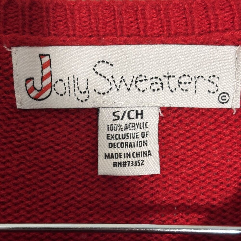 Funny Christmas Sweater With Reindeer Wearing Sunglasses & Santa Hat Red - Picture 2 of 8